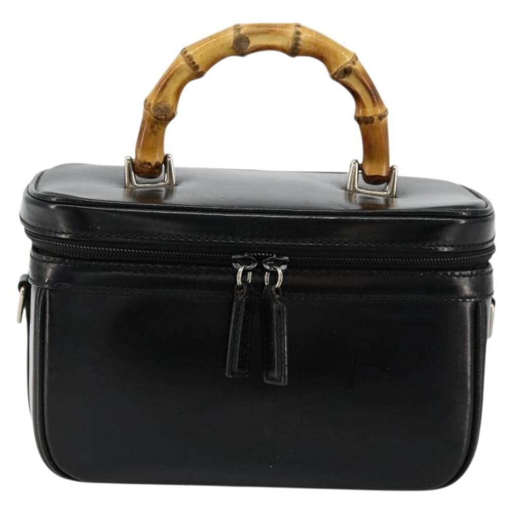Gucci Bamboo Leather Vanity Handbag Black